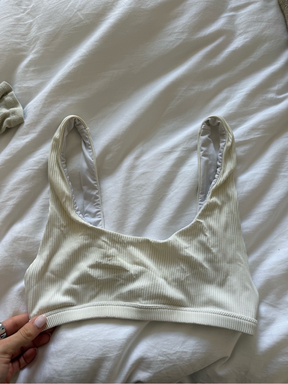Beach Riot Ribbed Scoop Bralette in Cream